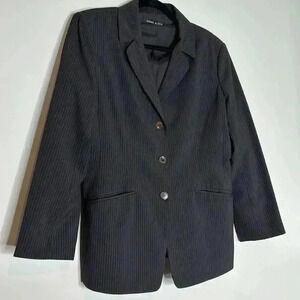 Anne Klein Burgundy & Red Pin striped Suit